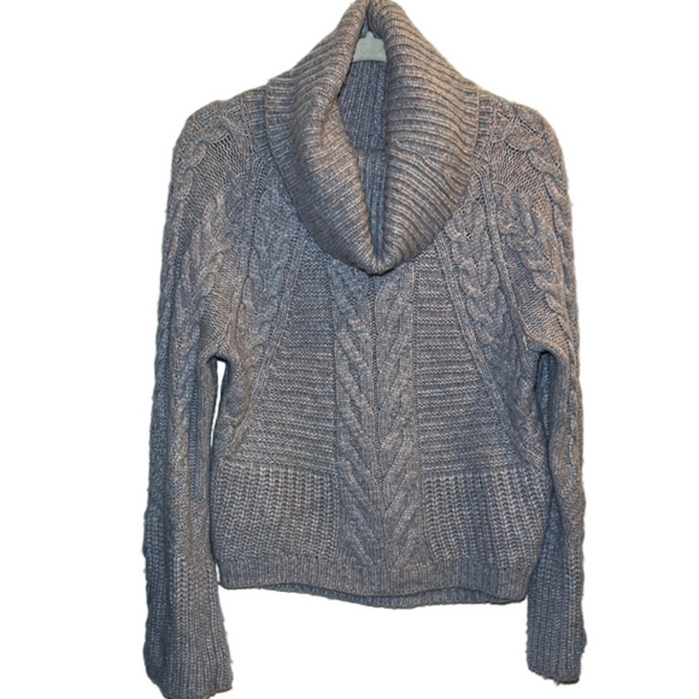 Express Gray Cowl Neck Chunky Knit Sweater